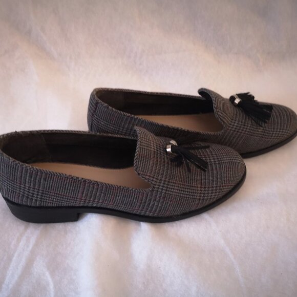 Limelight Ladies Lawson Grey & Black Plaid Slip On Loafers - Picture 1 of 10